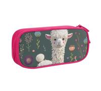 BNVSADC Flower Alpaca Printed Pencil Case Large Pen Bag Cute Pencil Box Pouch Office School Stationery Organizer for Girls Boys, Pink