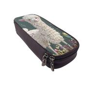 BNVSADC Flower Alpaca Printed PU Leather Flip Pencil Case, Cute Pencil Box Pen Bag Stationery Organizer Makeup Bag for School Office Travel