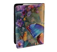 BNVSADC Flower Butterfly Printed Passport Holder Travel PU Leather Passport Cover Case Organiser for Men Women, 6.5 inch