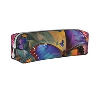 BNVSADC Flower Butterfly Printed Pencil Case Leather Pencil Pouch Cute Stationery Pencil Pen Bag with Zipper for School Office Travel