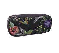 BNVSADC Flower Hummingbirds Embroidery Printed Leather Pencil Pen Case & Makeup Bag - Stylish Pencil Bag Stationery Organizer Pouch for School Office Travel