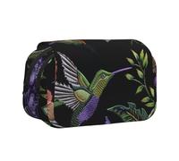 BNVSADC Flower Hummingbirds Embroidery Printed Print Flip Top Double Layer Pencil Case - Large Capacity School Supplies Organizer for Students, Kids, Teens, Artists, Travel & Office Use