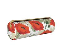 BNVSADC Flower Pattern Printed Round Pencil Case Leather Pencil Pouch Cute Stationery Pencil Pen Bag for School Office Travel