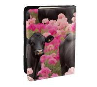 BNVSADC Flower Show Steer Cows Cattle Printed Passport Holder Travel PU Leather Passport Cover Case Organiser for Men Women, 6.5 inch