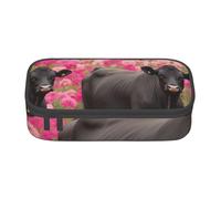 BNVSADC Flower Show Steer Cows Cattle Printed Pencil Case Cute Pencil Box Bag Pen Pouch Office School Stationery Organizer for School Travel Work