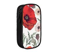 BNVSADC Flowers Pattern Printed Pencil Case for Girls Boys, Large Capacity Pencil Pouch Cute Pencil Box Adult Makeup Bag with 2 Compartments, Black