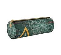 BNVSADC Formulas Shapes Theory Math Lesson Word Printed Round Pencil Case Leather Pencil Pouch Cute Stationery Pencil Pen Bag for School Office Travel