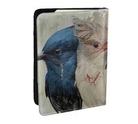 BNVSADC Four Birds Printed Passport Holder Travel PU Leather Passport Cover Case Organiser for Men Women, 6.5 inch