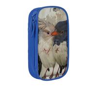 BNVSADC Four Birds Printed Pencil Case for Girls Boys, Large Capacity Pencil Pouch Cute Pencil Box Adult Makeup Bag with 2 Compartments, Blue