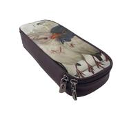 BNVSADC Four Birds Printed PU Leather Flip Pencil Case, Cute Pencil Box Pen Bag Stationery Organizer Makeup Bag for School Office Travel