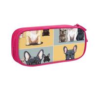 BNVSADC French Bulldog Printed Pencil Case Large Pen Bag Cute Pencil Box Pouch Office School Stationery Organizer for Girls Boys, Pink