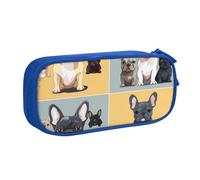 BNVSADC French Bulldog Printed Pencil Case Large Pen Bag Cute Pencil Box Pouch Office School Stationery Organizer for Girls Boys, Blue