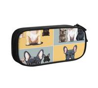 BNVSADC French Bulldog Printed Pencil Case Large Pen Bag Cute Pencil Box Pouch Office School Stationery Organizer for Girls Boys, Black
