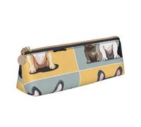 BNVSADC French Bulldog Printed Triangle Pencil Case Leather Pencil Pouch Cute Stationery Pencil Pen Bag for School Office Travel