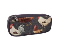 BNVSADC French Roosters Printed Leather Pencil Pen Case & Makeup Bag - Stylish Pencil Bag Stationery Organizer Pouch for School Office Travel