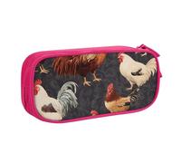 BNVSADC French Roosters Printed Pencil Case Large Pen Bag Cute Pencil Box Pouch Office School Stationery Organizer for Girls Boys, Pink