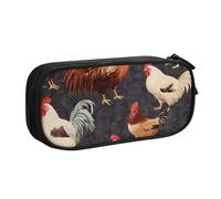 BNVSADC French Roosters Printed Pencil Case Large Pen Bag Cute Pencil Box Pouch Office School Stationery Organizer for Girls Boys, Black
