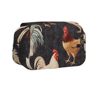 BNVSADC French Roosters Printed Print Flip Top Double Layer Pencil Case - Large Capacity School Supplies Organizer for Students, Kids, Teens, Artists, Travel & Office Use