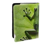 BNVSADC Frog Leaves Printed Passport Holder Travel PU Leather Passport Cover Case Organiser for Men Women, 6.5 inch
