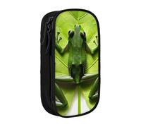 BNVSADC Frog Leaves Printed Pencil Case for Girls Boys, Large Capacity Pencil Pouch Cute Pencil Box Adult Makeup Bag with 2 Compartments, Black