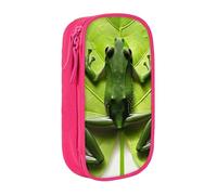 BNVSADC Frog Leaves Printed Pencil Case for Girls Boys, Large Capacity Pencil Pouch Cute Pencil Box Adult Makeup Bag with 2 Compartments, Pink