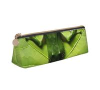 BNVSADC Frog Leaves Printed Triangle Pencil Case Leather Pencil Pouch Cute Stationery Pencil Pen Bag for School Office Travel