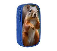 BNVSADC Funny Animal Squirrel Printed Pencil Case for Girls Boys, Large Capacity Pencil Pouch Cute Pencil Box Adult Makeup Bag with 2 Compartments, Blue