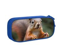 BNVSADC Funny Animal Squirrel Printed Pencil Case Large Pen Bag Cute Pencil Box Pouch Office School Stationery Organizer for Girls Boys, Blue
