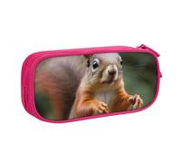 BNVSADC Funny Animal Squirrel Printed Pencil Case Large Pen Bag Cute Pencil Box Pouch Office School Stationery Organizer for Girls Boys, Pink