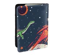 BNVSADC Funny Astronaut Cute Dinosaur Rocket Printed Passport Holder Travel PU Leather Passport Cover Case Organiser for Men Women, 6.5 inch