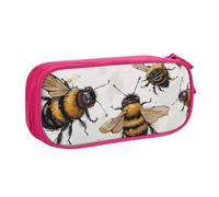 BNVSADC Funny Bees Printed Pencil Case Large Pen Bag Cute Pencil Box Pouch Office School Stationery Organizer for Girls Boys, Pink