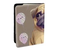 BNVSADC Funny Cartoon Pug Puppy Dog Printed Passport Holder Travel PU Leather Passport Cover Case Organiser for Men Women, 6.5 inch