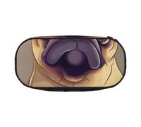 BNVSADC Funny Cartoon Pug Puppy Dog Printed Pencil Case Cute Pencil Bag Pen Pouch Large Stationery Organizer Makeup Bag for Teen Boys Girls School Students Office