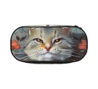 BNVSADC Funny Cats and Flowers Printed Pencil Case Cute Pencil Bag Pen Pouch Large Stationery Organizer Makeup Bag for Teen Boys Girls School Students Office