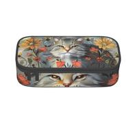 BNVSADC Funny Cats and Flowers Printed Pencil Case Cute Pencil Box Bag Pen Pouch Office School Stationery Organizer for School Travel Work
