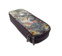 BNVSADC Funny Cats and Flowers Printed PU Leather Flip Pencil Case, Cute Pencil Box Pen Bag Stationery Organizer Makeup Bag for School Office Travel