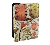 BNVSADC Funny Cats Birds and Flowers Printed Passport Holder Travel PU Leather Passport Cover Case Organiser for Men Women, 6.5 inch