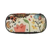 BNVSADC Funny Cats Birds and Flowers Printed Pencil Case Cute Pencil Bag Pen Pouch Large Stationery Organizer Makeup Bag for Teen Boys Girls School Students Office