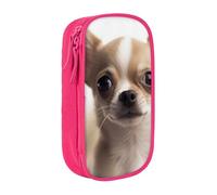 BNVSADC Funny Chihuahua Printed Pencil Case for Girls Boys, Large Capacity Pencil Pouch Cute Pencil Box Adult Makeup Bag with 2 Compartments, Pink