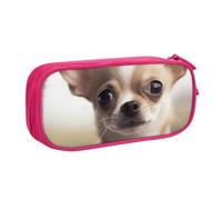 BNVSADC Funny Chihuahua Printed Pencil Case Large Pen Bag Cute Pencil Box Pouch Office School Stationery Organizer for Girls Boys, Pink