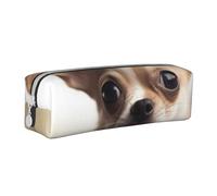 BNVSADC Funny Chihuahua Printed Pencil Case Leather Pencil Pouch Cute Stationery Pencil Pen Bag with Zipper for School Office Travel