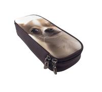 BNVSADC Funny Chihuahua Printed PU Leather Flip Pencil Case, Cute Pencil Box Pen Bag Stationery Organizer Makeup Bag for School Office Travel
