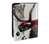 BNVSADC Funny Christmas Moose Printed Passport Holder Travel PU Leather Passport Cover Case Organiser for Men Women, 6.5 inch