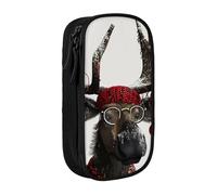 BNVSADC Funny Christmas Moose Printed Pencil Case for Girls Boys, Large Capacity Pencil Pouch Cute Pencil Box Adult Makeup Bag with 2 Compartments, Black