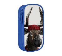 BNVSADC Funny Christmas Moose Printed Pencil Case for Girls Boys, Large Capacity Pencil Pouch Cute Pencil Box Adult Makeup Bag with 2 Compartments, Blue