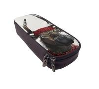 BNVSADC Funny Christmas Moose Printed PU Leather Flip Pencil Case, Cute Pencil Box Pen Bag Stationery Organizer Makeup Bag for School Office Travel