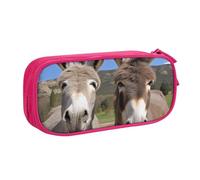 BNVSADC Funny Donkeys Printed Pencil Case Large Pen Bag Cute Pencil Box Pouch Office School Stationery Organizer for Girls Boys, Pink
