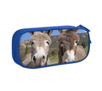 BNVSADC Funny Donkeys Printed Pencil Case Large Pen Bag Cute Pencil Box Pouch Office School Stationery Organizer for Girls Boys, Blue