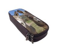 BNVSADC Funny Donkeys Printed PU Leather Flip Pencil Case, Cute Pencil Box Pen Bag Stationery Organizer Makeup Bag for School Office Travel