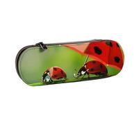 BNVSADC Funny Ladybug Printed Leather Pencil Pen Case & Makeup Bag - Stylish Hard Shell Pencil Bag Stationery Organizer Pouch for School Office Travel